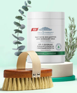 Zestaw Sól z olejkami eukaliptusowym i rozmarynowym + Szczotka (owalna)