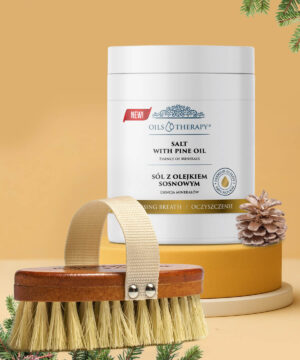 Zestaw Sól z olejkiem sosnowym + Szczotka (owalna)