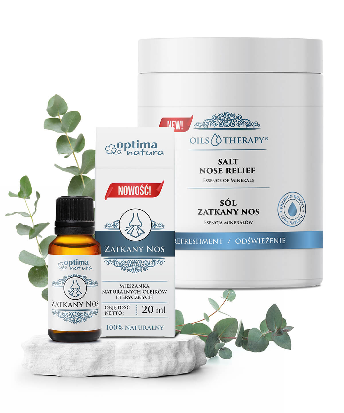 Zestaw Sól Odświeżenie + Olejek Zatkany Nos 20 ml